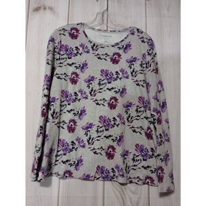 Croft & Barrow Shirt Ladies XXL Gray Purple Tee Long Sleeve